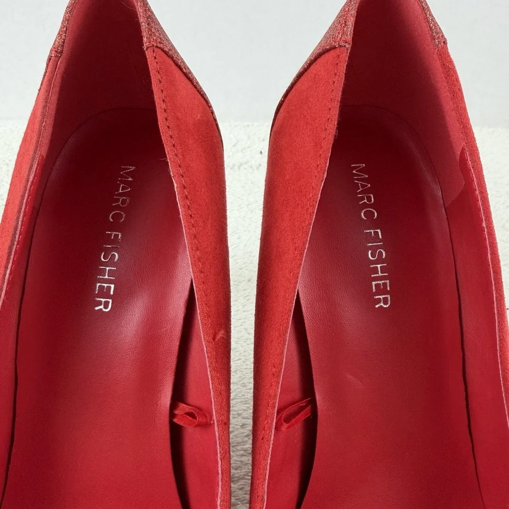 Marc Fisher Red Suede‎ Pumps Glitter Stiletto Heels Size 8.5M